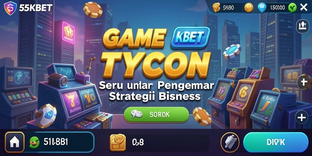 Screenshot gameplay 55KBET menunjukkan pengalaman manajemen bisnis yang menarik.