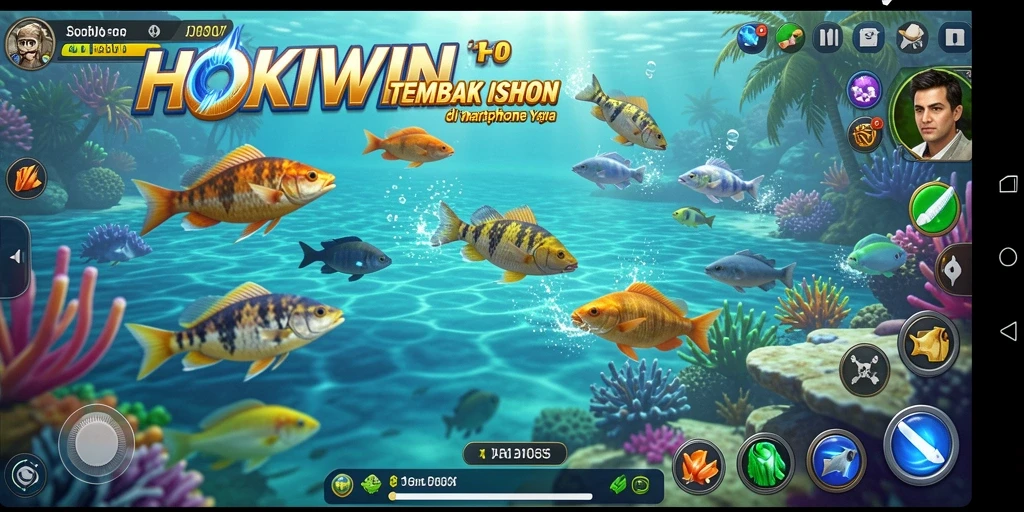 Tangkapan layar gameplay HOKIWIN menampilkan aksi seru menembak ikan.