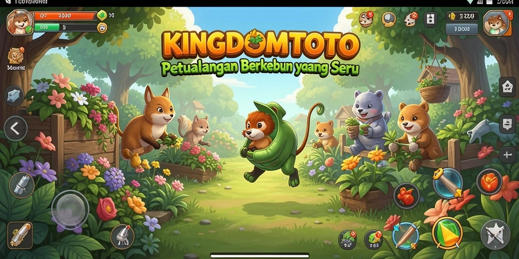 Tampilan menarik dari gameplay berkebun di KINGDOMTOTO.