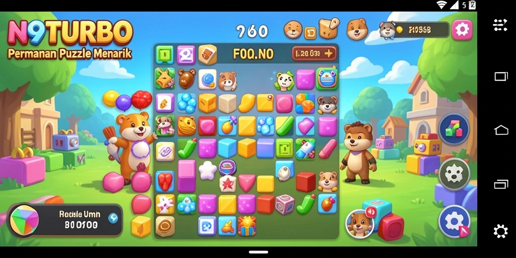 Tampilan menarik dari gameplay N9TURBO dengan berbagai teka-teki yang menantang.