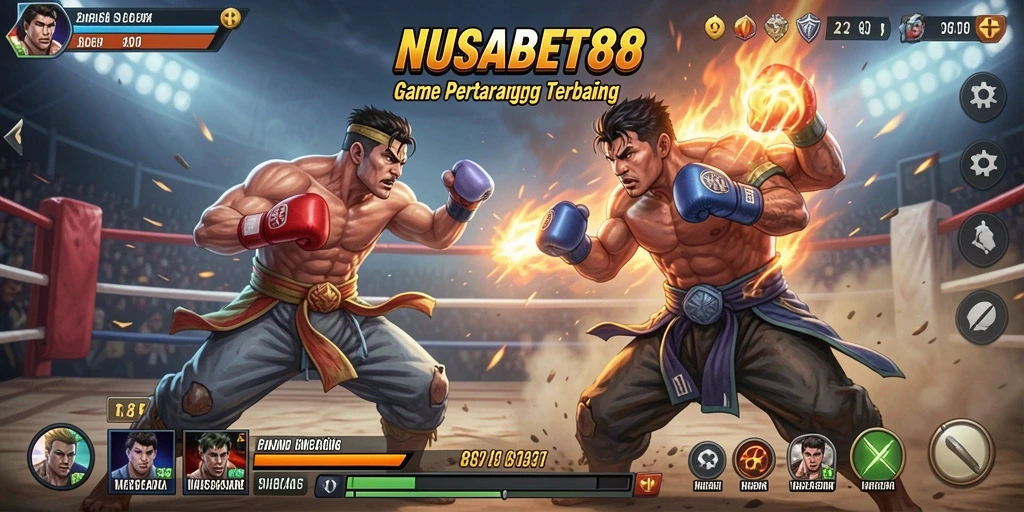 Screenshot NUSABET88 menampilkan pertarungan seru di arena.