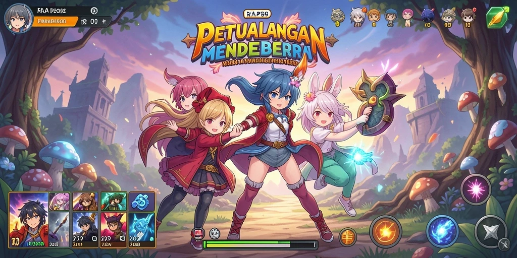 Tampilan gameplay menakjubkan dengan karakter Anime yang menarik.
