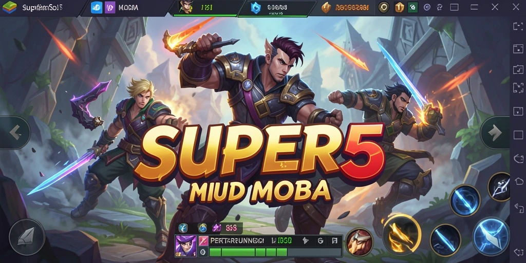 Tangkapan layar gameplay seru di arena <strong>SUPER5</strong>.