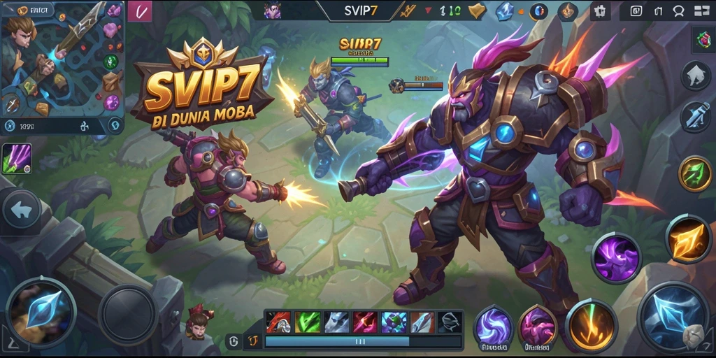 Screenshot gameplay SVIP7 yang menampilkan pertarungan tim yang intens.