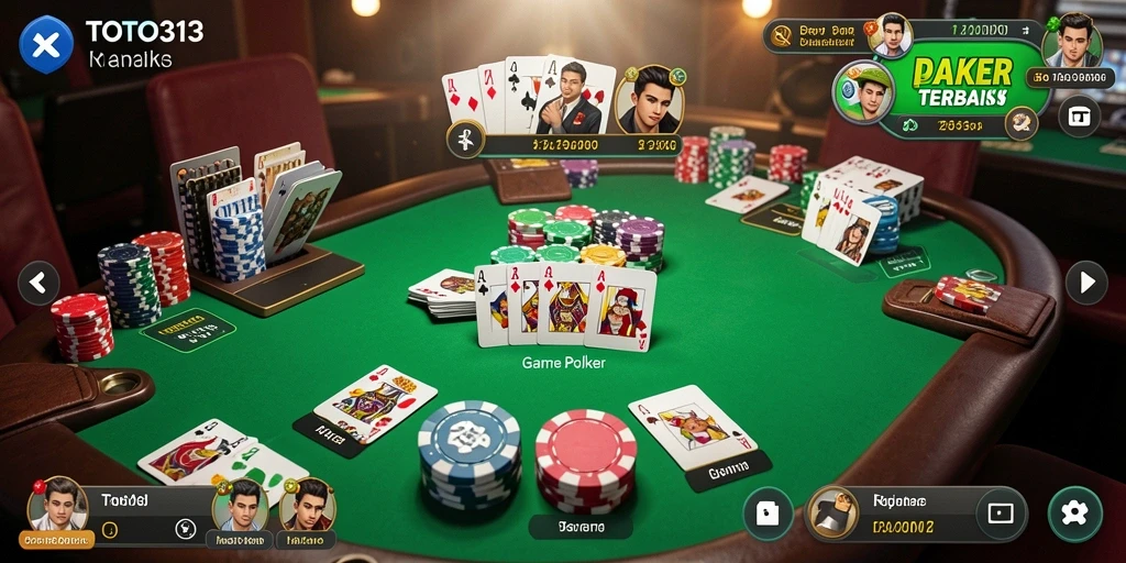 Tampilan gameplay Poker yang menarik dan penuh aksi di TOTO313.