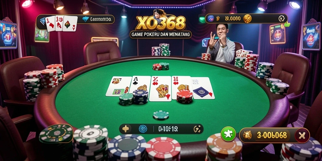 Tampilan gameplay Poker menegangkan di XO368 dengan pemain bersaing.